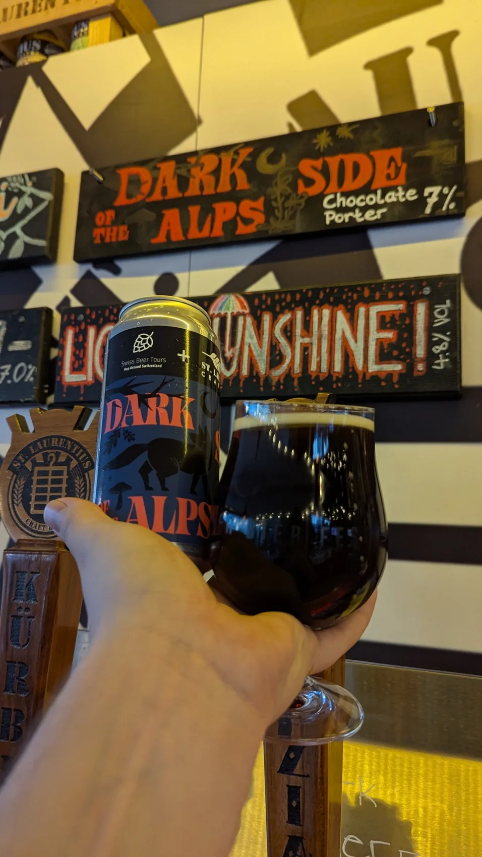 Dark Side of the Alps Baltic Porter can and glass